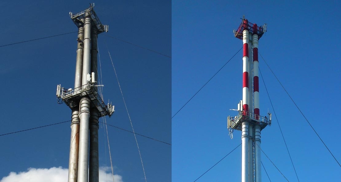 Malowanie komina stalowego elektrociepłowni